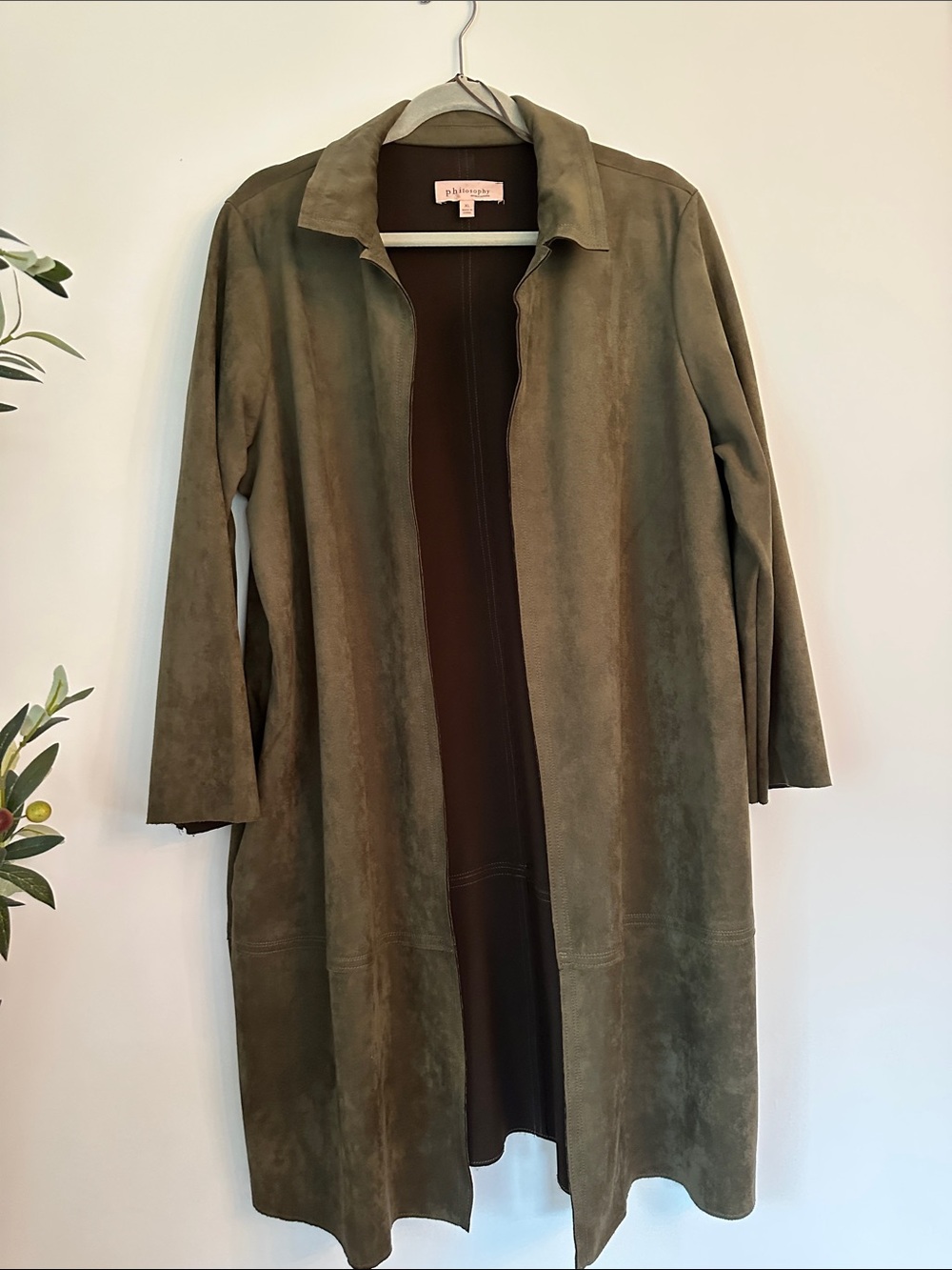 Akris Punto Olive Suede Longline Coat